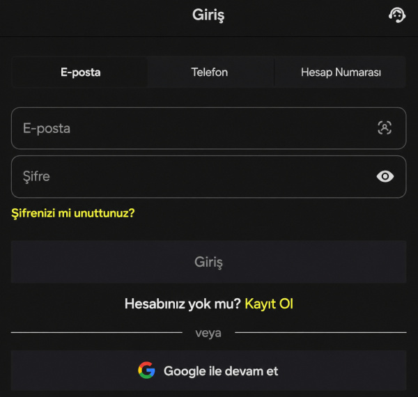 Kişisel hesapta ek giriş seçenekleri