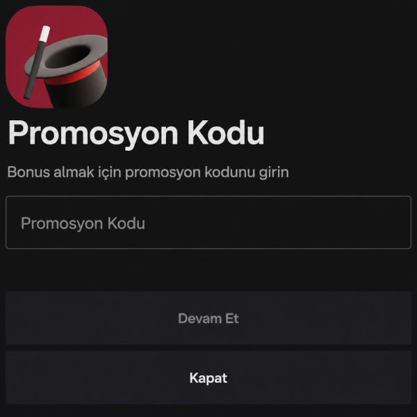 Hesap panelinde promosyon kodu aktivasyonu